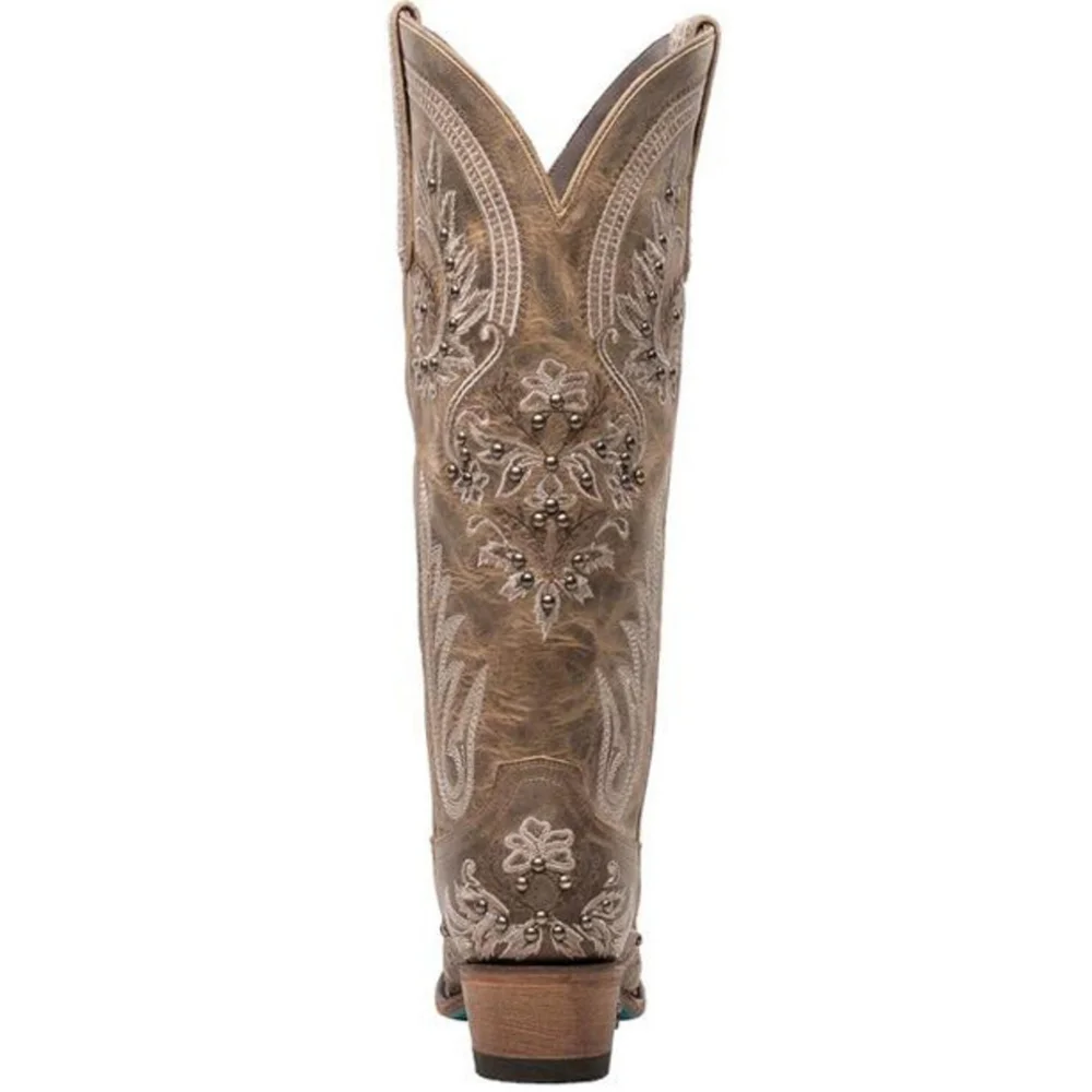 Lane Santorini Women's Embroidered Taupe Western Heeled Boot - Picture 4 of 15